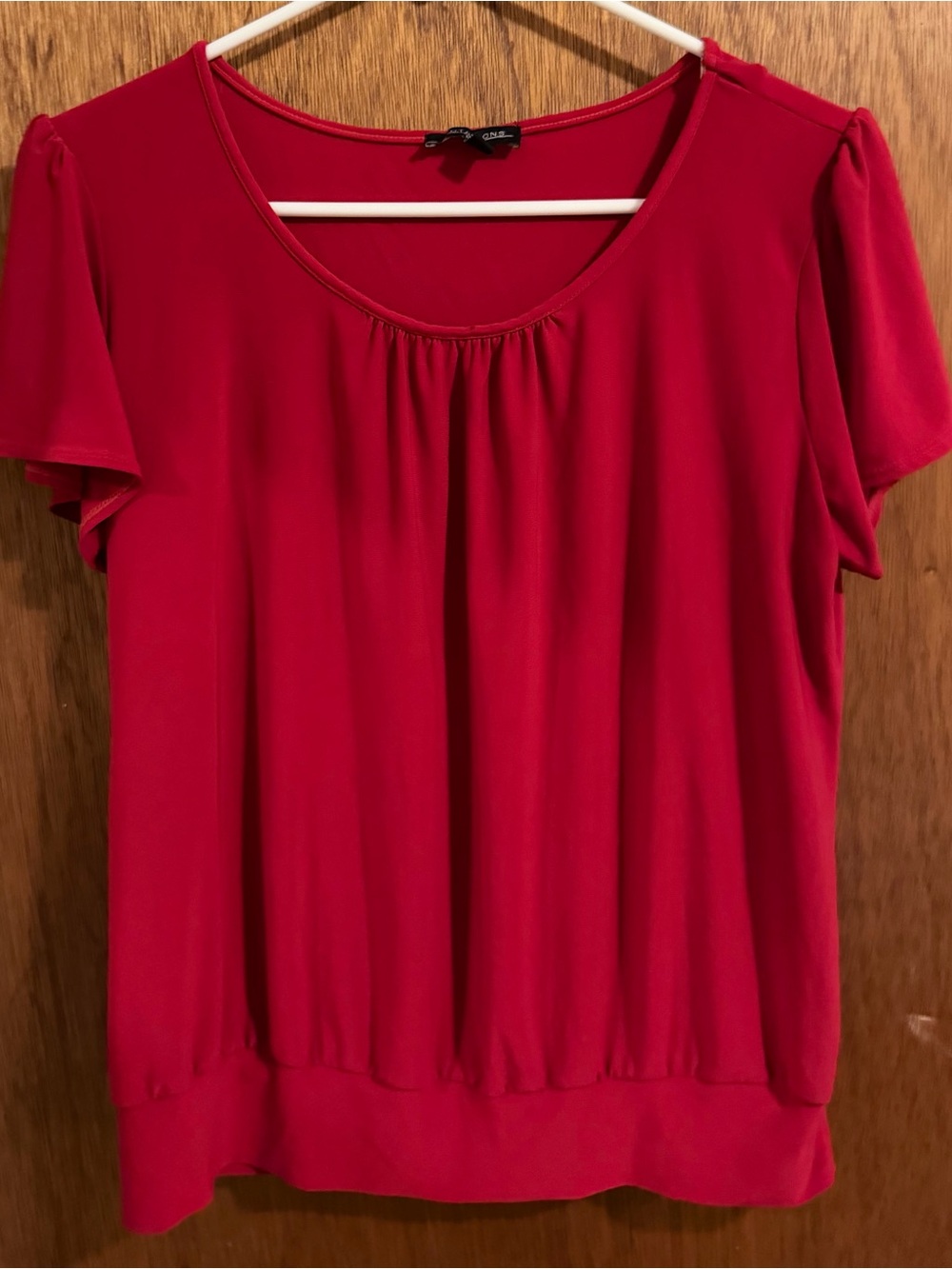 Notations Red Short-Sleeve Scoop Neck Top